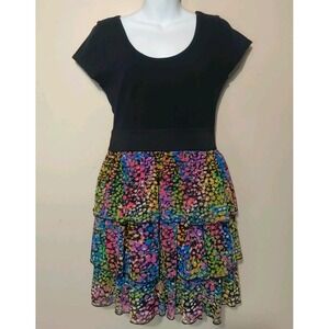 Say‎ What Women Junior Multicolor Pattern Tiered  Elastic Waist Dress Size L